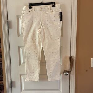 Denim & Co | Winter White | Petite Denim | Rhinestone Jeans